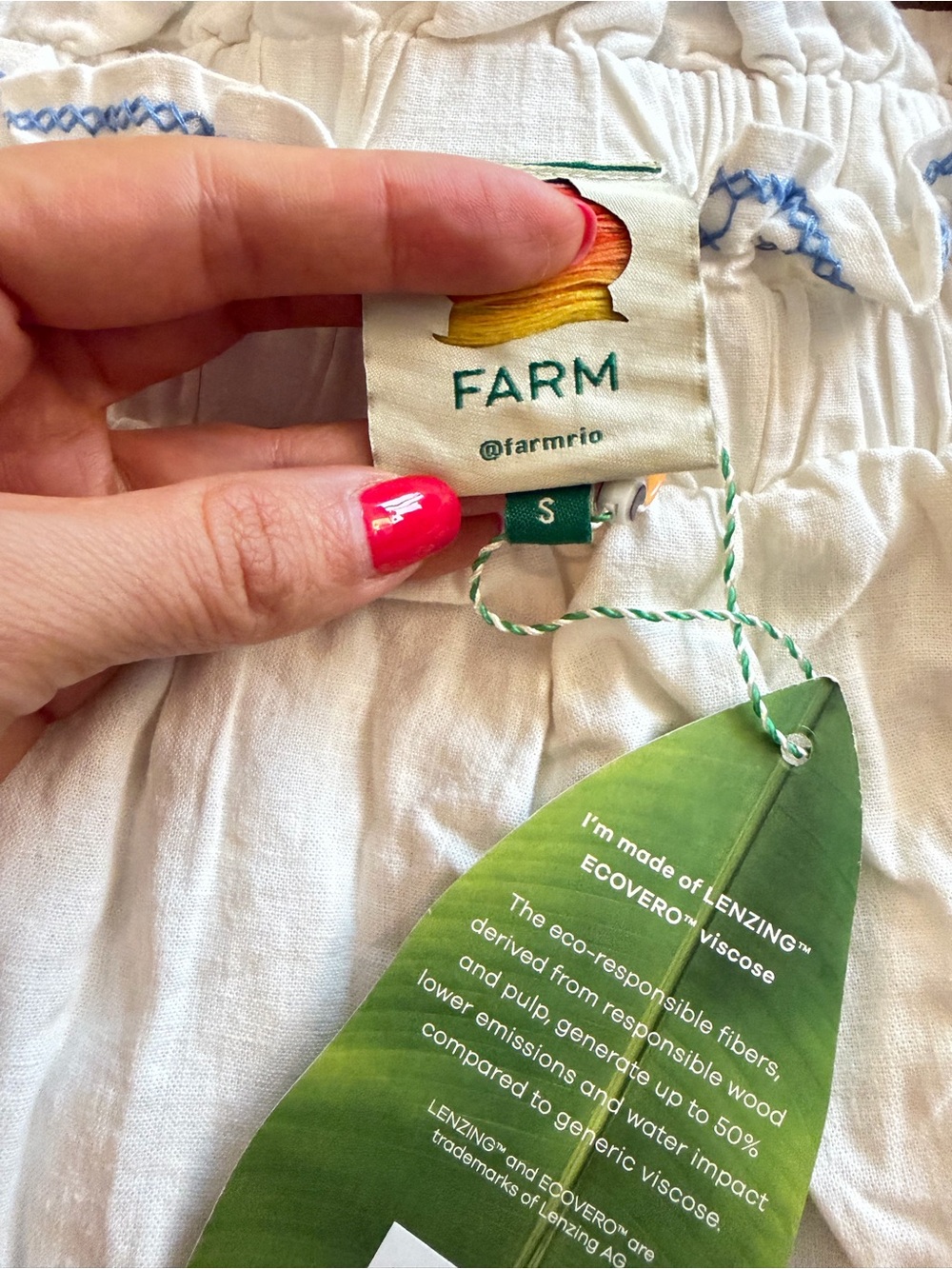 FARM Rio Daisy embroidered linen-blend gauze and lace top - Picture 7 of 12